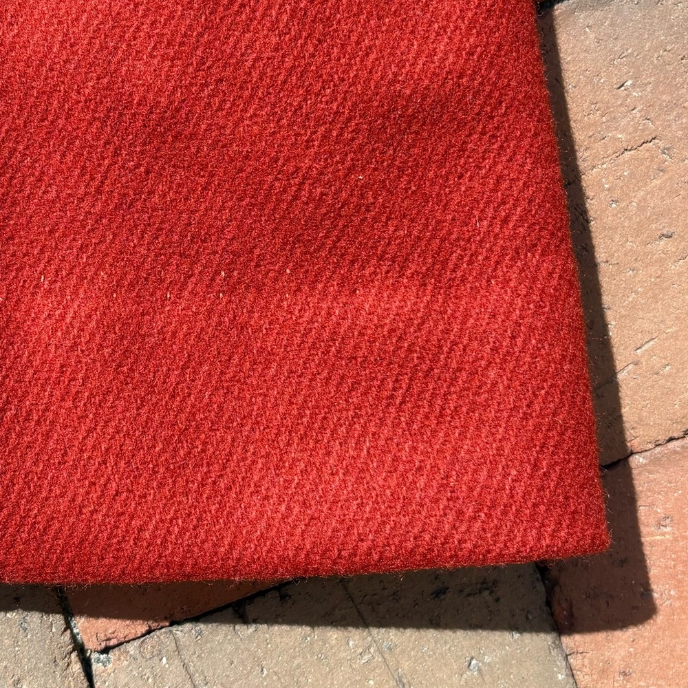 Vintage Scarlet Red Wool Vintage Coat Double-Breasted Ring Belt Academia Mod - Picture 12 of 15